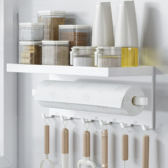 Fiudx Estante Magnético de Almacenamiento, Multifuncional, de Cocina, con Gran Capacidad, Fácil Instalación, Ahorra Espacio, Color Blanco, Práctico para Cocina, Oficina y Baño, 25 X 10 X 11,5 Cm.