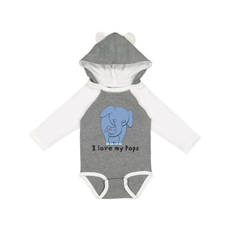 

Inktastic I Love my Pops Elephant Blue Gift Baby Boy Long Sleeve Bodysuit