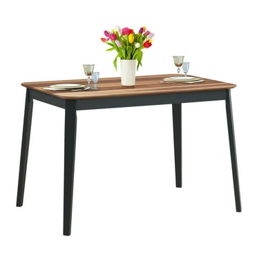 Gymax Mid Century Modern Rectangular Dining Room Table w/ Solid Wooden Legs Walnut