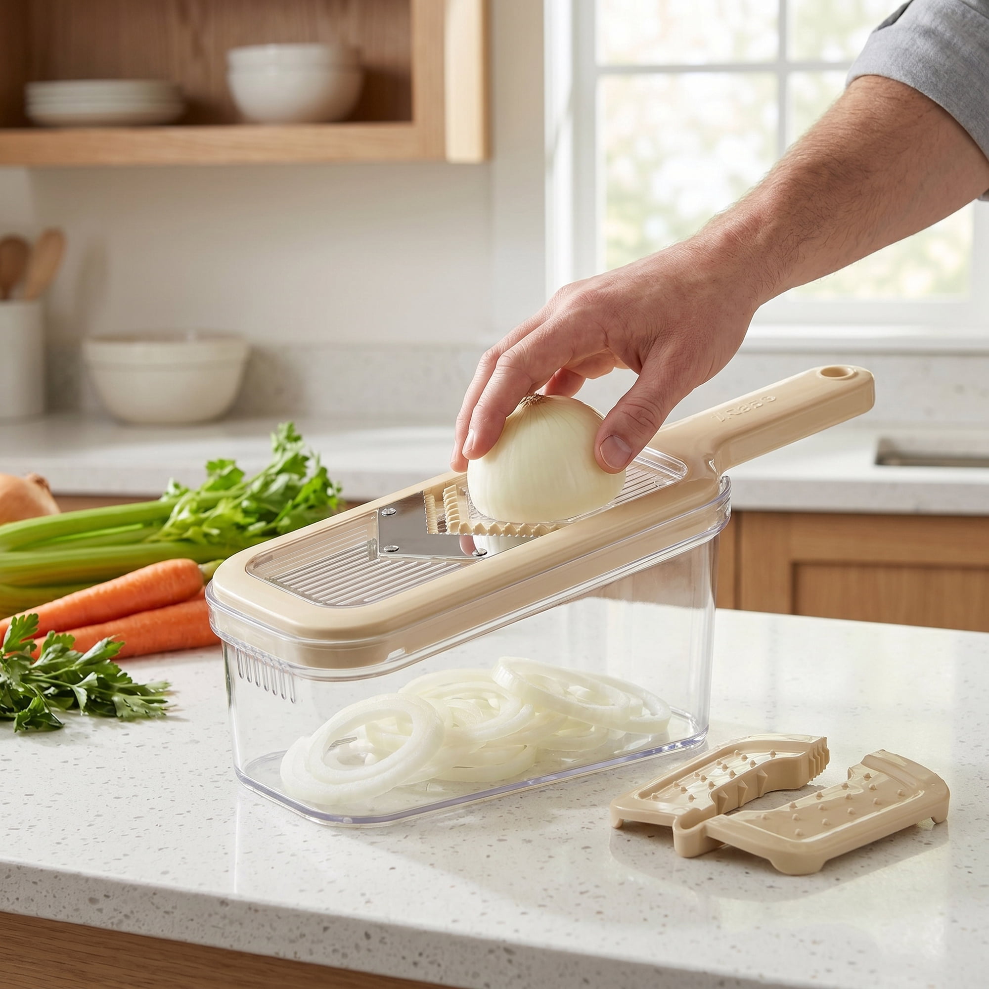 Unique Bargains Versatile 3-in-1 Vegetable Slicer and Chopper for Home White B 13.2"x4.3"