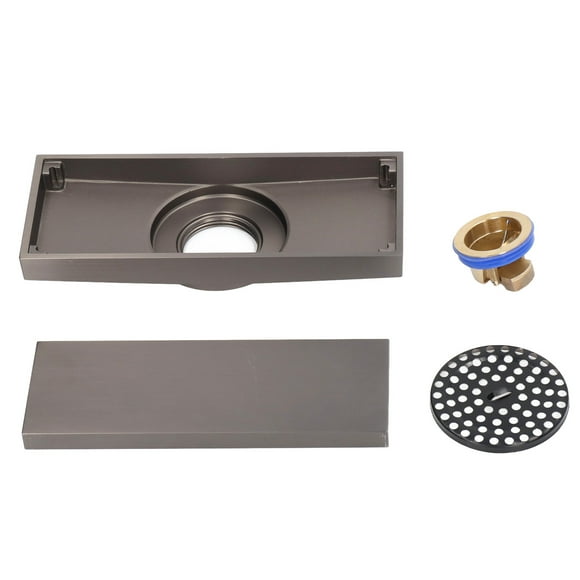 Copper Floor Drain Grey Rectangular Large Flow Shower Floor Drain with Cover for Bathroom