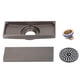 thumbnail image 1 of Desagüe de piso de cobre gris para baño, diseño moderno, desagüe de ducha rectangular de gran capacidad con rejilla, 1 of 8