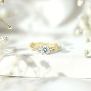 Rosec Jewels Moissanite Engagement Ring for Women - 1/2 Carat - Braided Ring - D-VS1 Quality Certified, 10K Yellow Gold, US 3.00