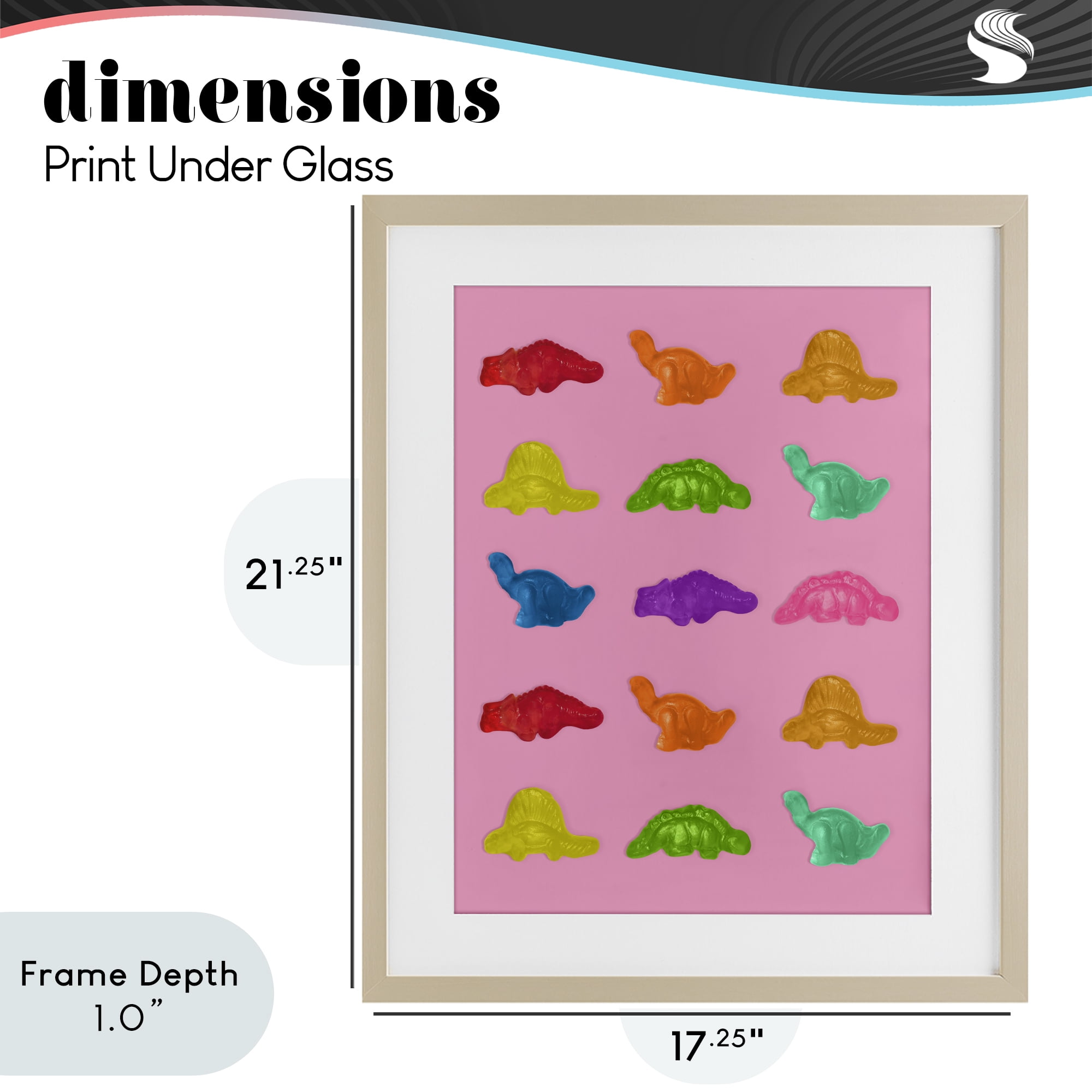 Stupell Industries Dinosaur Candies on Pink Birch Framed Print Under Glass, design by LISH Creative