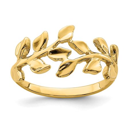 Quality Gold D4709 14K Yellow Gold Polished Leaf Ring - Size 7