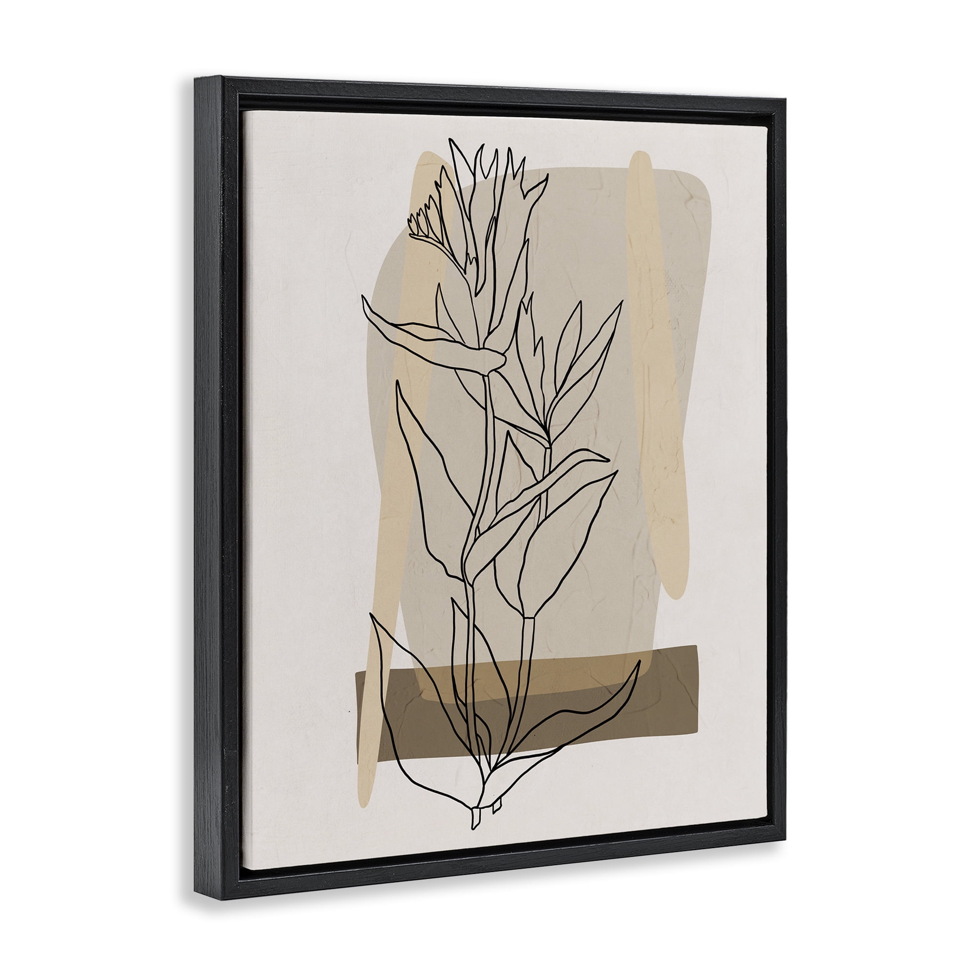 Stupell Industries Southwestern Plant Leaves Botanical & Floral Painting Black Floater Framed Art Print Wall Art, 17 x 21