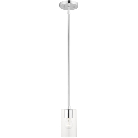1 Light Polished Chrome Pendant with Clear Glass Shade