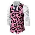 thumbnail image 5 of Telankuip Men's Formal Leopard Suit Vests Fit for Business or Casual Dress Slim Fit V-Neck Vest Tops Carnival Festival Glitter Sequin Printed Single Waistcoat Pink 2XL, 5 of 5