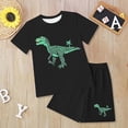thumbnail image 4 of TOWED22 Toddler Kid Boy Summer Clothes 2 Pieces Dinosaur Print Round Neck Short Sleeve Top Casual Cargo Pocket Shorts Outfits(Green,11-12 Y), 4 of 6