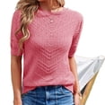 thumbnail image 6 of Short Sleeved Women Hollow-out Casual Crew Neck Knit Sweater Tops, 6 of 7