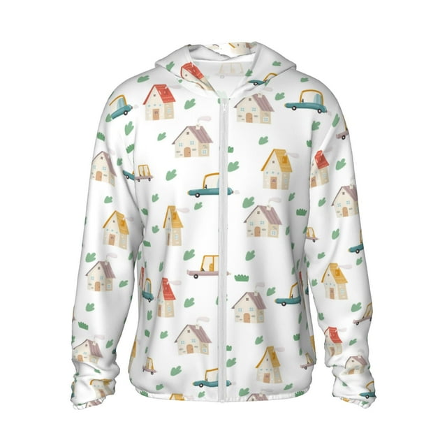 Vsdgher Sweat à Capuche Imprimé Maison pour Adultes, Protection Solaire à Manches Longues pour Hommes et Femmes, Pêche, Course, Natation - Grand