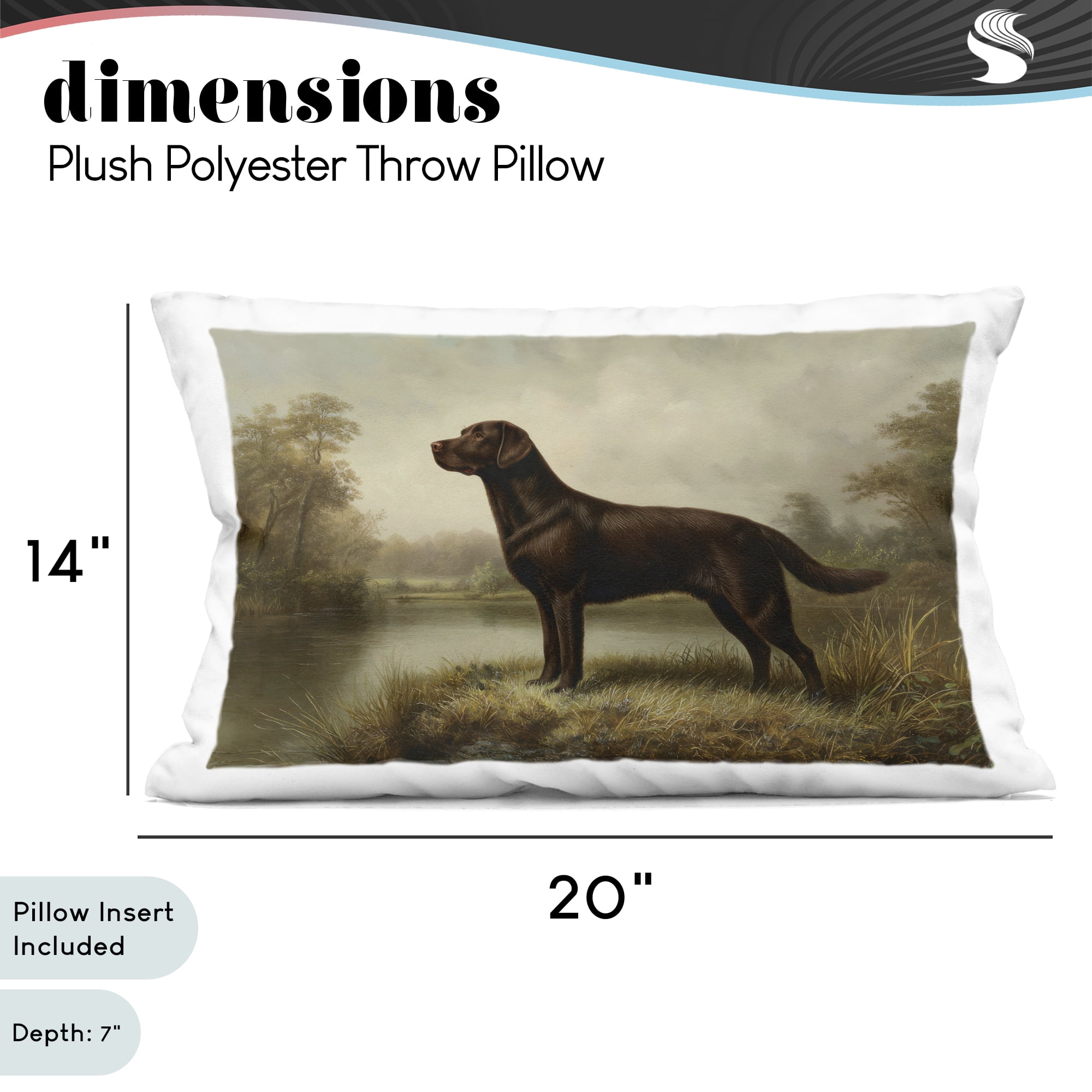 Stupell Industries On Alert Chocolate Labrador Decorative Printed Throw Pillow, design by Petal Prints Design, 14 x 7 x 20