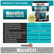 White, Zinsser WaterTite Matte General Purpose Waterproofing Paint- 369381, Gallon