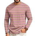 thumbnail image 2 of GrmtClth Mens Shirts Retro Striped Raglan Long Sleeve Crewneck Pullover Soft Lightweight Spring Autumn Casual Daily Tops Watermelon Red L, 2 of 5