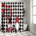 thumbnail image 3 of Valentine''s Day Gnomes Shower Curtain Love Heart Shower Curtains for Bathroom Decor Black Buffalo Plaid Bath Curtains Sets with Hooks for Valentines Day Home Decor Waterproof Standard Size 72 x 72, 3 of 6