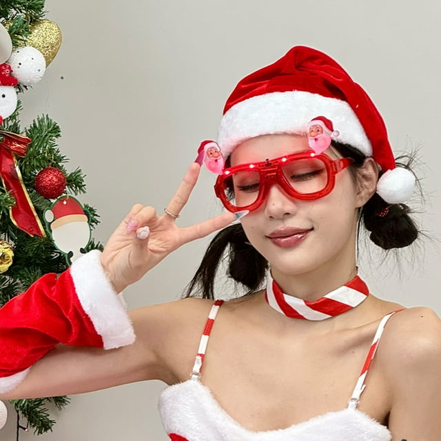 Christmas Luminous LED Glasses Adult Children Party Quirky Accessories Photo Props Frames Suitable For Festive Birthday Christmas Party Supplies Role Playing