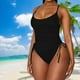 thumbnail image 3 of Traje de Baño Conjuntos de bikini de talle alto Traje de baño plisado Control de barriga para mujer (Negro XL) Cgtredaw Negro T XL para Mujer, 3 of 5