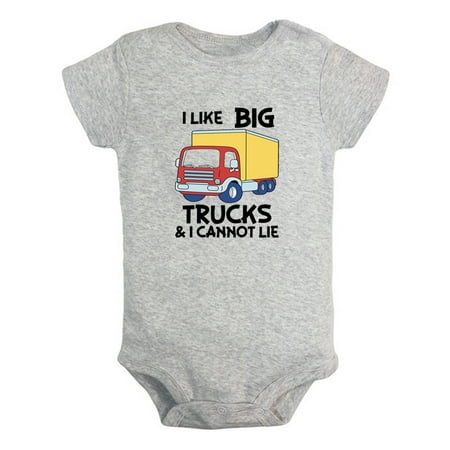 

iDzn I Like Big Trucks and I cannot Lie Funny Rompers For Babies Newborn Baby Unisex Bodysuits Infant Jumpsuits Toddler 0-12 Months Kids One-Piece Oufits (Gray 6-12 Months)