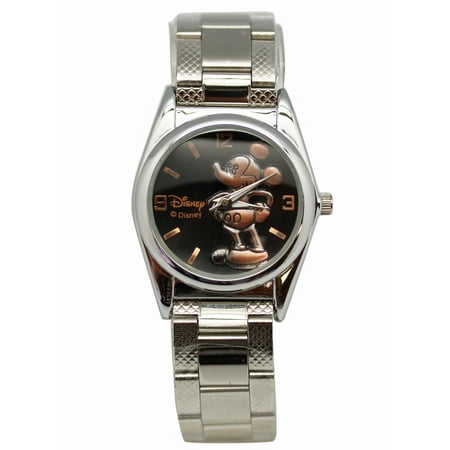 Mickey Mouse Wrist Watch - Disney's Mickey Mouse Silver Color Band With Bronze Color Mickey Dial Watch (25mm)