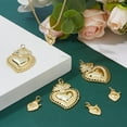 thumbnail image 5 of Rack Plating Brass Pendants Sacred Heart Charms Cadmium Free & Lead Free Long-Lasting Plated with Jump Ring Real 18K Gold Plated 16~37x11~25.5x2~4mm Hole: 3.2mm 4pcs/style, 5 of 6