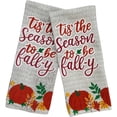 thumbnail image 4 of Serafina Home 4-Piece Farmhouse Fall, Autumn, Thanksgiving Kitchen Linen Set - Orange, White, Burgundy, 100% Cotton, 4 of 5