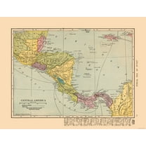 Historic Map - Guatemala Honduras Nicaragua Costa Rica Panama - Hammond 1910 - 29.80 x 23 - Vintage Wall Art