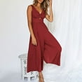 thumbnail image 3 of Baqcunre Jumpsuits for Women Ladies Casual Jumpsuit Onesie Spaghetti Strap Loose Jumpsuit Overalls Pockets Summer Fashion Harem Jumpsuits for Women Dressy One Piece Jumpsuits for Women, 3 of 4