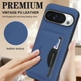 thumbnail image 2 of For Google Pixel 9 / Pixel 9 Pro Wallet Case Ultra-Slim Profile Vintage Leather Texture, Wallet For Women Men Card Holder Magnetic Clasp Kickstand Folio Case,Blue,For Pixel 9 / 9 Pro, 2 of 7