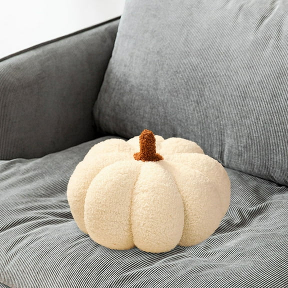 Halloween Pumpkin Pillows, Cute 3D Shaped Cushion, Halloween Plush Toys, Plush Decorative Sofa Cushion for Bed Room Decor Car White