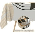 thumbnail image 2 of 60x84inches Boho Mid Century Tablecloth Abstract Geometric Leaves Moon Modern Minimalist Plant Fabric Table Cloth Spill Proof Washable Table Cover for Dining Room Kitchen Indoor Outdoor Use, 2 of 7