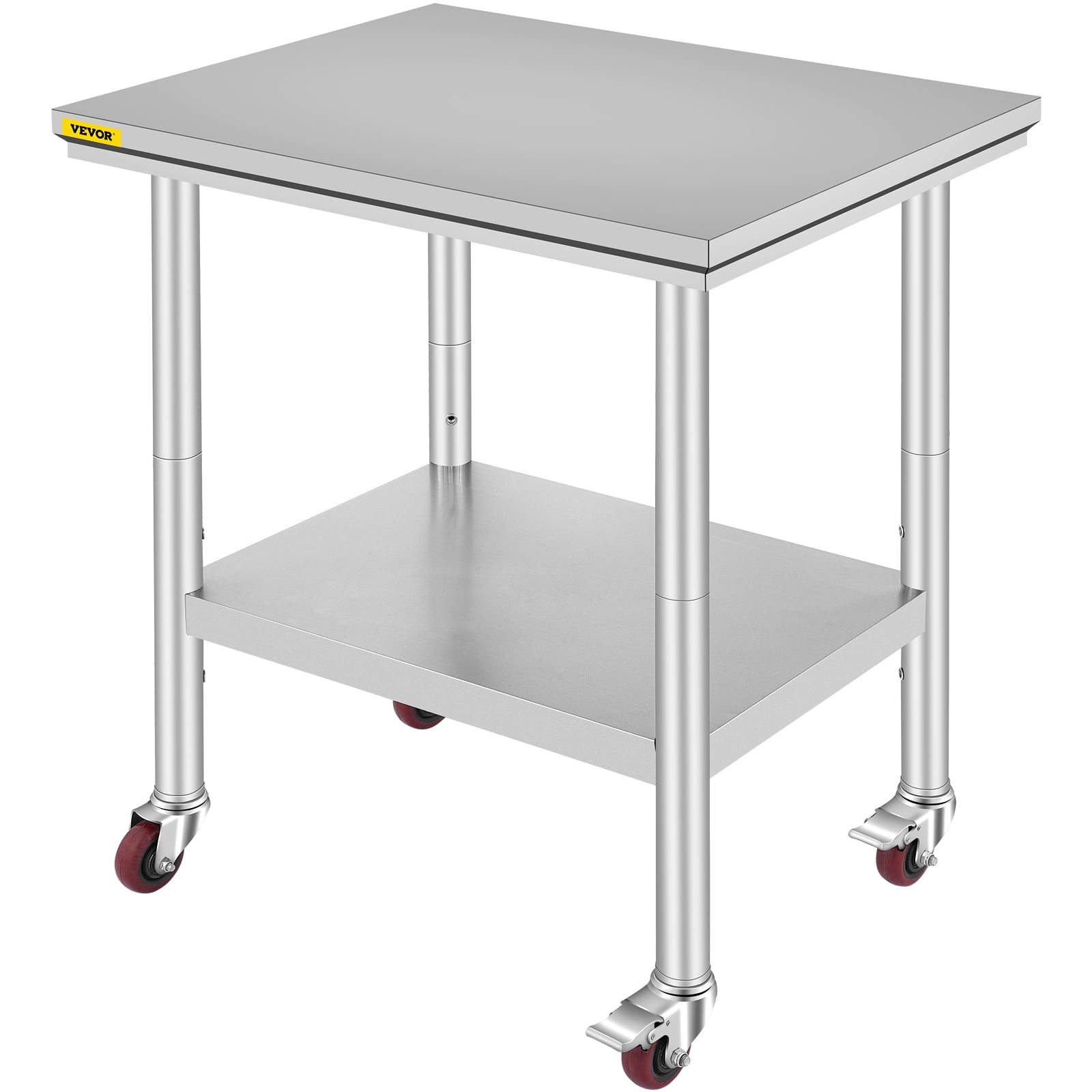 Adjustable Shelf and Caster Wheel Home and Garage for Industrial Restaurant 24 x 24 Inches Worktable with Backsplash EASE-WAY Stainless Steel Metal Table NSF for Commercial Kitchen Prep & Work 