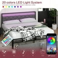 thumbnail image 4 of Walsunny Full Bed Frame with Led Light and 2 Drawers Metal Platform Bed with Button Tufted Headboard Strong Metal Slats, 4 of 9