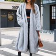 thumbnail image 5 of Wutalume Women's Fashion Plush Jacket Casual Solid-color Long-sleeved Cardigan Long Coat, Faux Fur Design, Warm and Luxurious, Perfect for Winter Events and Outings,White M, 5 of 7