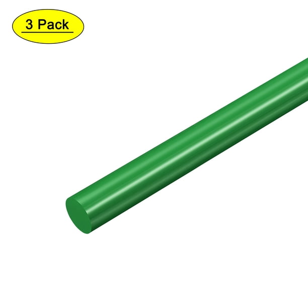 3pcs Varilla Redonda Plástica 3/8" Diámetro 20" Longitud Verde (POM) Varillas de Polioximetileno Plástico de Ingeniería