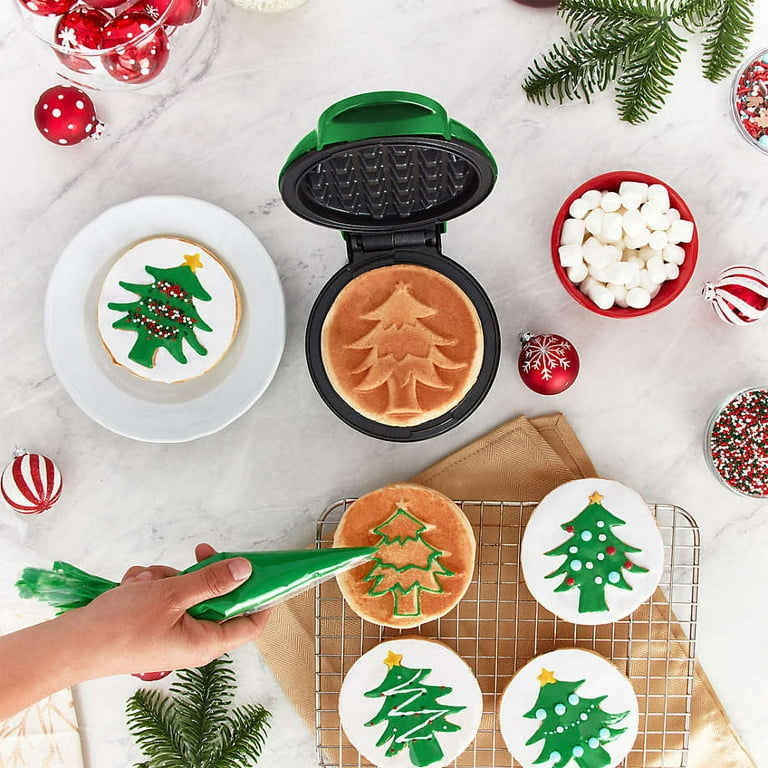 Dash Christmas Tree Mini Waffle Maker-4 Cooking Surface-Non Stick-350 Watts