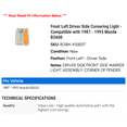 thumbnail image 2 of Front Left Driver Side Cornering Light - Compatible with 1987 - 1993 Mazda B2600 1988 1989 1990 1991 1992, 2 of 2