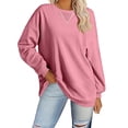 thumbnail image 2 of Kaprioy Womens Long Sleeve Swearshirts Crewneck Color Block Oversized Pullover Tops Casual Fall Fashion Clothes Pink, XL, 2 of 6
