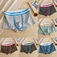 thumbnail image 4 of CENL Men Underwear Cotton Boxer Briefs Sexy Lingerie U Convex Underpants Striped, 4 of 9