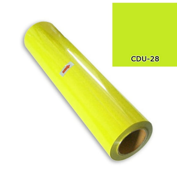 Techtongda 20inch*1Yard PU Vinyl Neon Yellow-Green CDU-28 for T-Shirts Heat Press Transfer