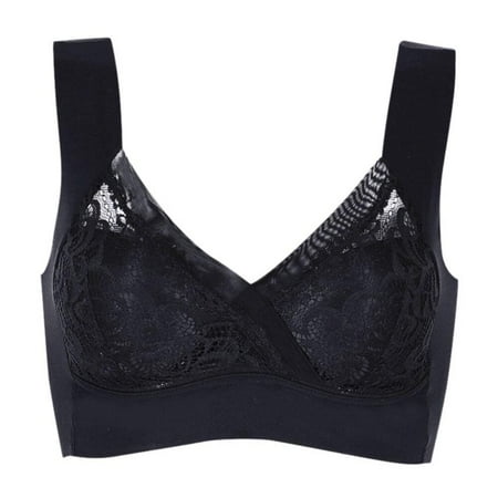 

Final Clear Out! Women Front Cross Sexy Lace Seamless Thin Cup Bra Plus Size Ice Silk Smoothing Push Up Full Cup Comfort Bralette