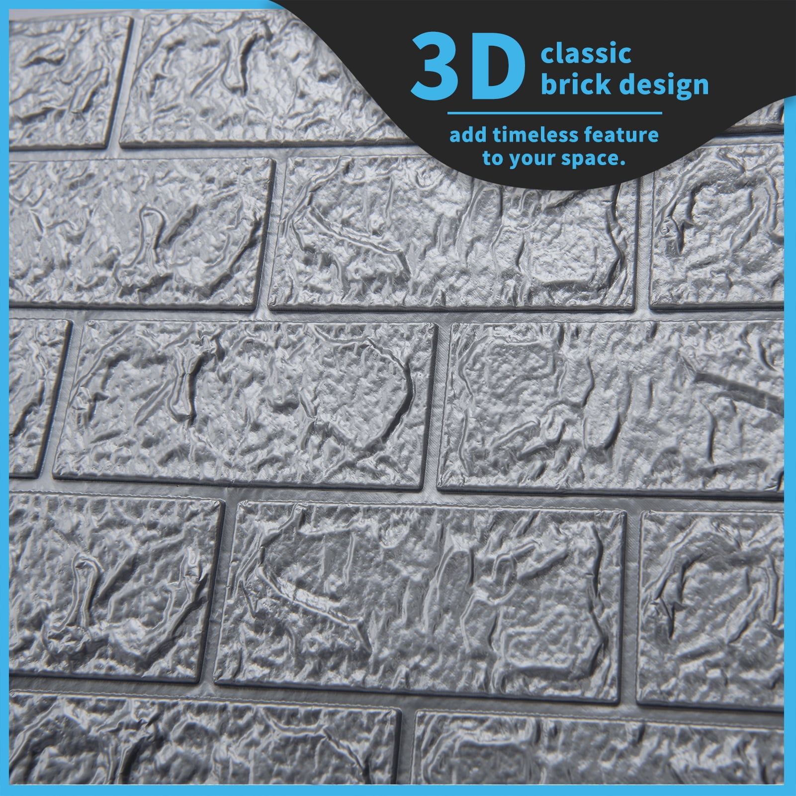 30 Pcs 3D Wall Panels，Peel and Stick Grey Brick Wallpaper Faux Foam Brick（44 Sq.ft）