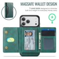 thumbnail image 3 of Funda para IPhone 17 Pro Max 6.9" RFID Funda Protectora con Bloqueo y Soporte Magsafe con 7 Ranuras para Tarjetas 2 en 1 Funda Protectora de Cuero a Prueba de Golpes con Tapa Desmontable, Verde, 3 of 7