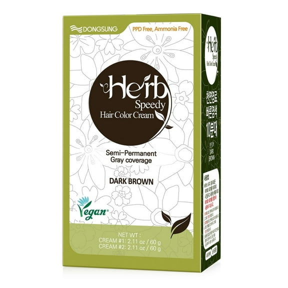 Herb Speedy PPD Free Hair Dye, Ammonia Free Vegan Hair Color Dark Brown Contains Sun Protection Odorless No more Eye and/or Scalp Irritations From Coloring For Sensitive Scalp