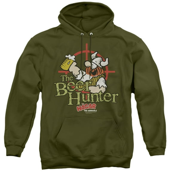 Hagar The Horrible Beer Hunter Adult Pullover Hoodie Sweatshirt Military Green
