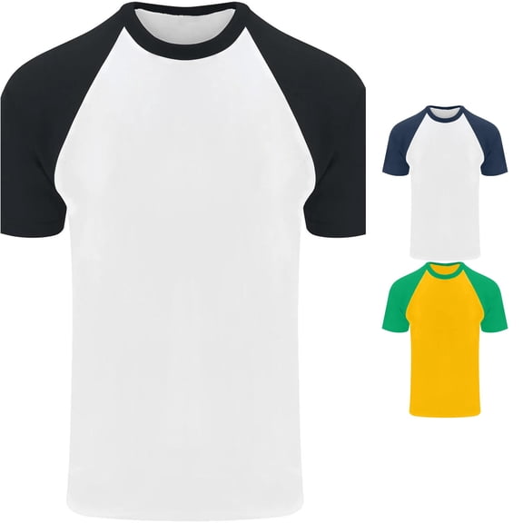 Trendfront Mens Raglan Baseball T Shirts Crewneck Solid Color Block Sleeve Design Short Sleeve Casual Summer Everyday Tee Tops