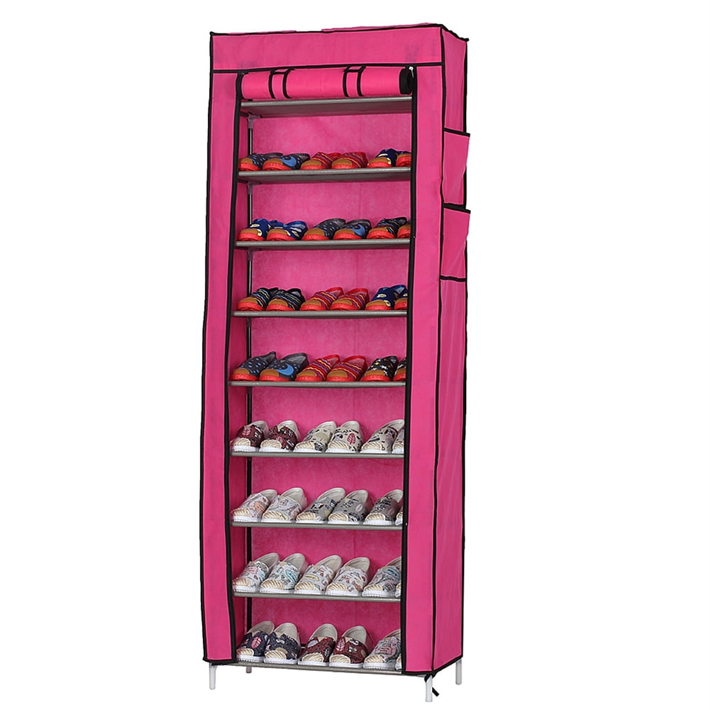 Private Jungle Portable Shoe Rack, Tower Stand for High Heels/Boots/Slippers, Rose Pink