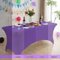 thumbnail image 3 of Galenzoov 2 pack 6FT Rectangular Fitted Tablecloth – Stretchable Spandex Table Cover Machine Washable, Ideal for Wedding, Dinner, Gatherings & Festivals, Dark Purple, 3 of 8