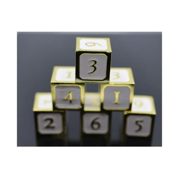 Foam Brain Games d6 - White w/Gold (6) New