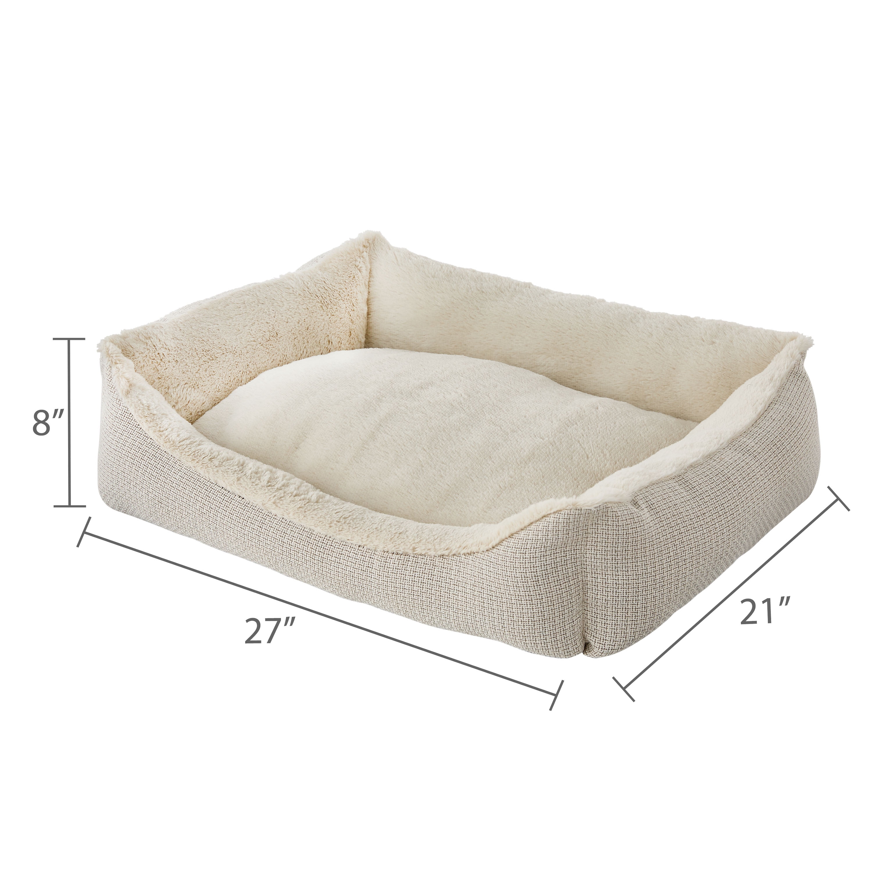 Vibrant Life Medium Luxe Cuddler Pet Bed, Cream, 27" x 21"