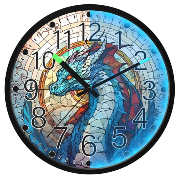 Ryvnso Dragon Bohomia 12 Inch Night Light Wall Clock Silent Battery Operated Luminous Clocks
